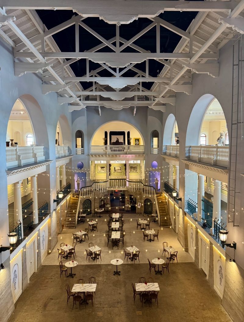 Dining Inside a Historic Indoor Pool