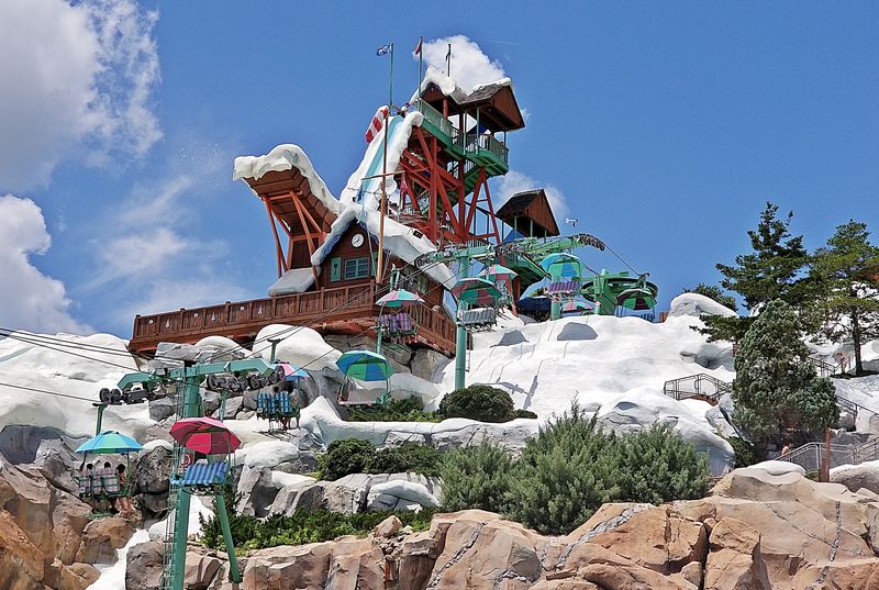Themed Scenery That Sells the Melting Ski Resort Story