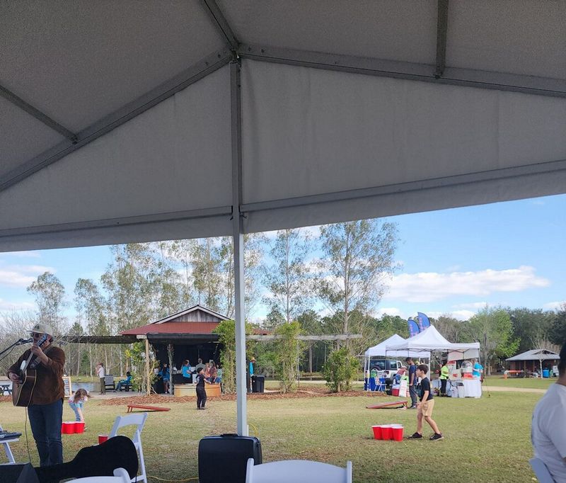 Covered Patio Area with Refreshments and Games